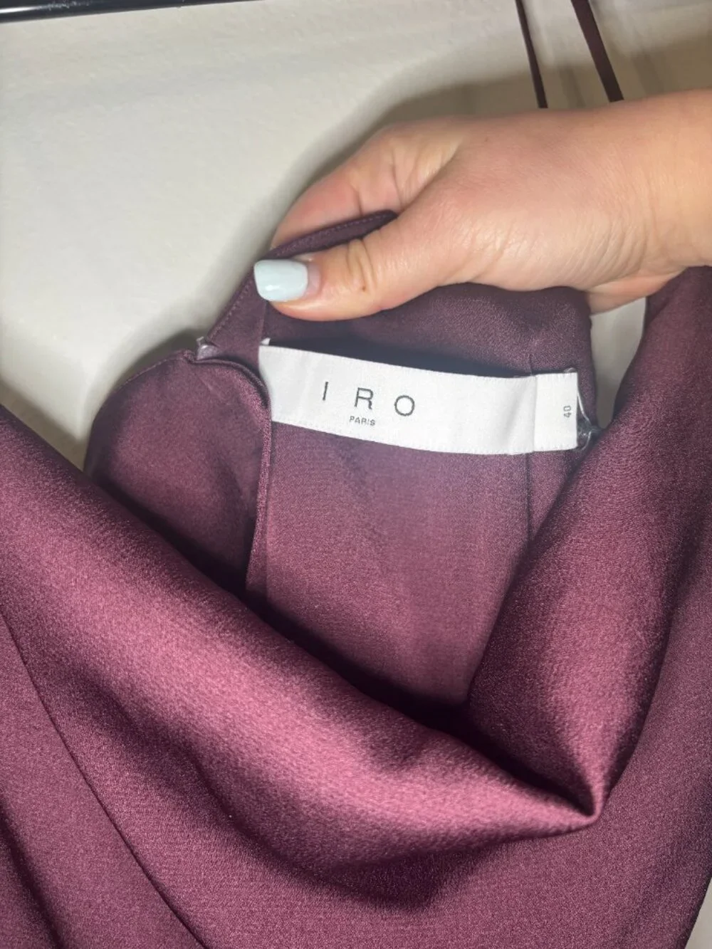 IRO Lipa Burgundy Satin Ruched Cowl Neck Slip Dress - Picture 4 of 5